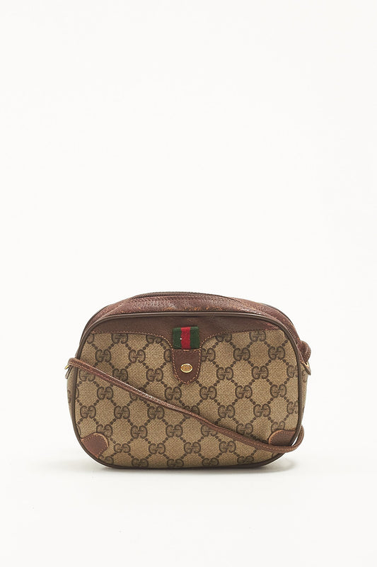 Gucci Vintage Brown GG Supreme Mini sac à bandoulière en toile enduite