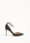 Jimmy Choo Black Leather Pointed Toe Ankle Strap Pumps - 36.5