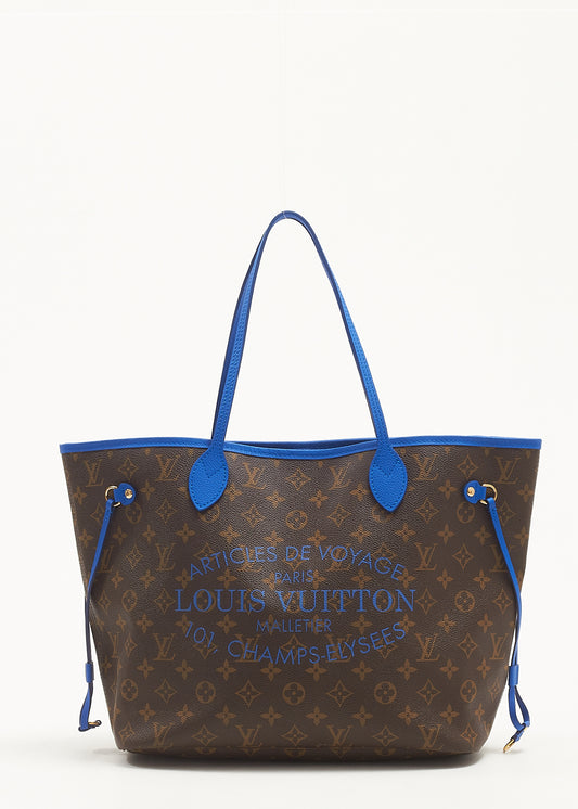 Louis Vuitton Monogram Grand Bleu Ikat Neverfull MM Tote Bag