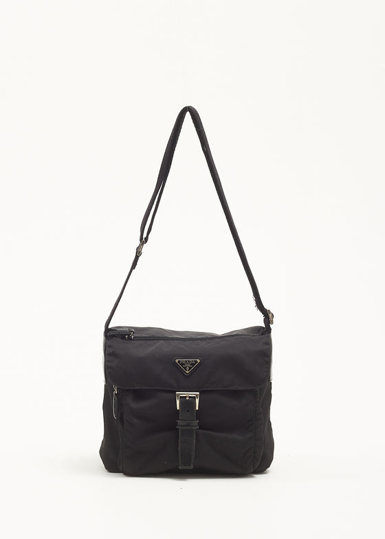 Prada Black Nylon Front Pocket Trotter Crossbody Bag