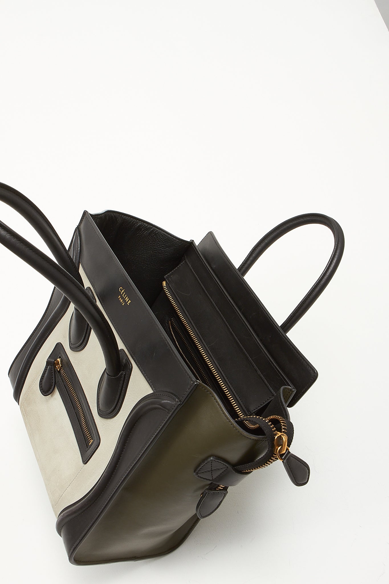 Celine Tri-Color Leather Micro Luggage Tote Bag