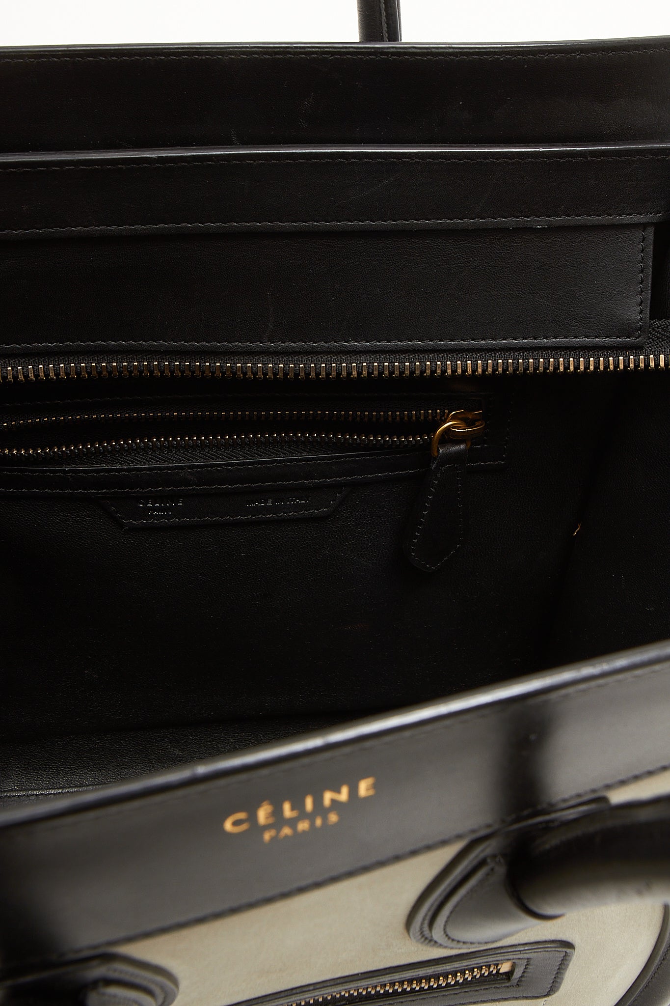 Celine Tri-Color Leather Micro Luggage Tote Bag