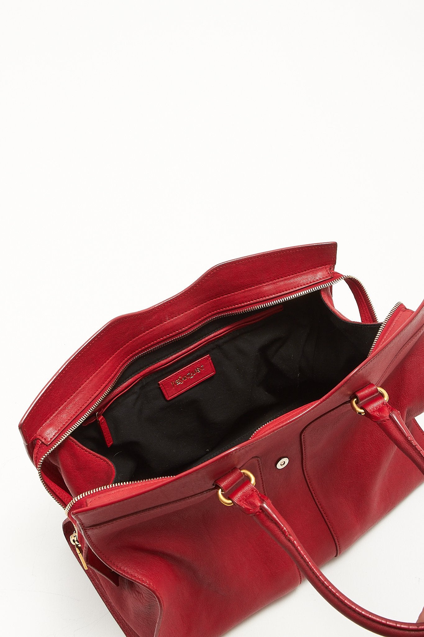 Saint Laurent Red Leather Medium ChYc Cabas Tote