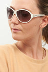 Prada White SPR22G Round Star Sunglasses