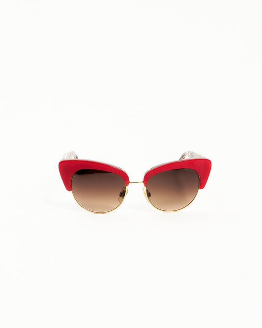 Dolce Gabbana Red Enamel Cat Eye Sunglasses