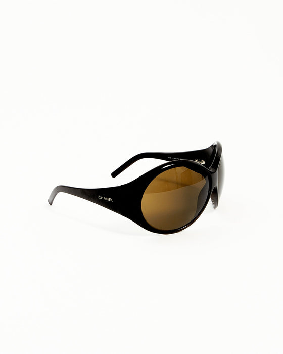 Chanel Black Rounded Dark Lense Sunglasses