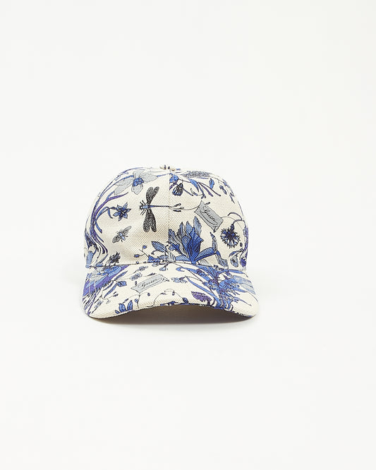 Gucci White/Blue Herbarium Linen Canvas Baseball Cap - M