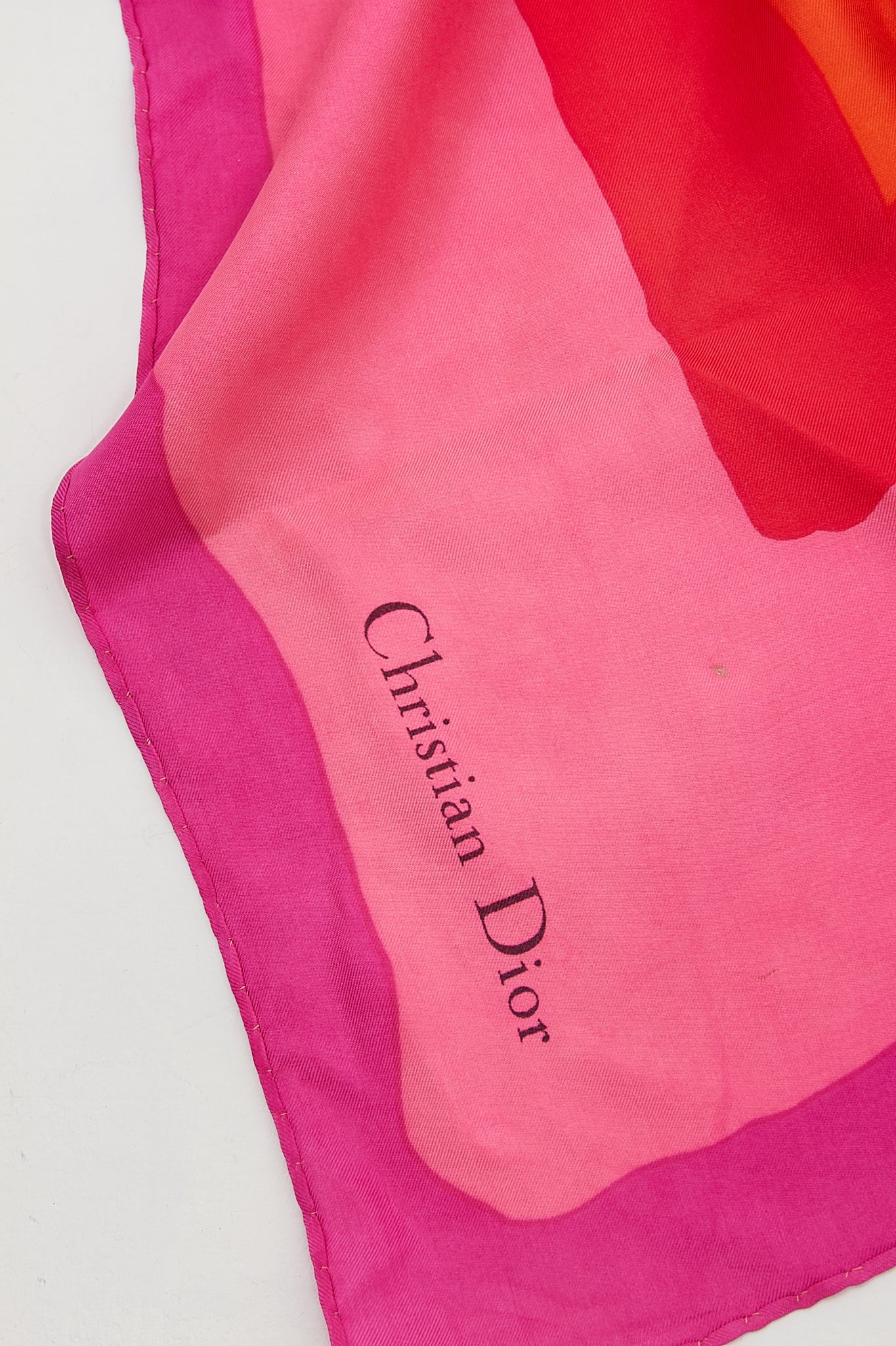 Dior Fuchsia/Orange/Red Silk Scarf