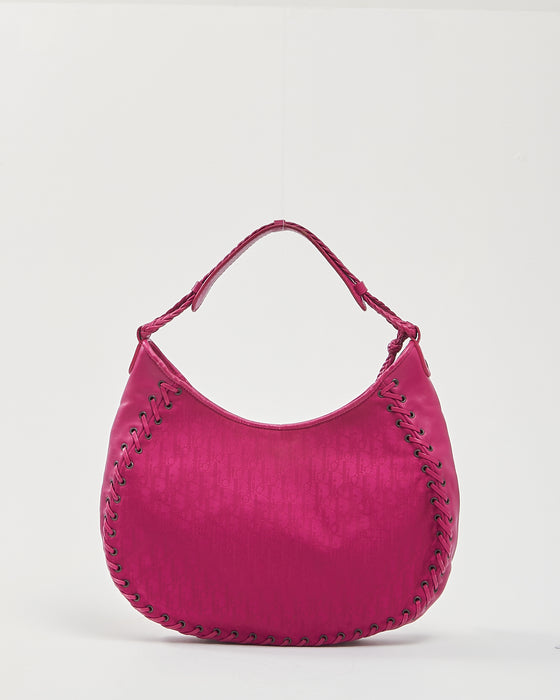 Dior Fuchsia Fabric/Leather Oblique Shoulder Bag