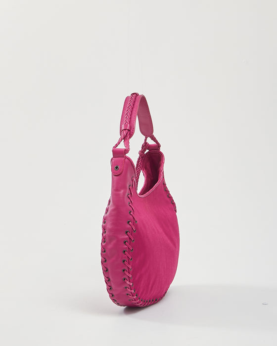 Dior Fuchsia Fabric/Leather Oblique Shoulder Bag