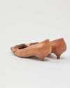 Prada Brown Leather Wooden Buckle Kitten Heels - 38