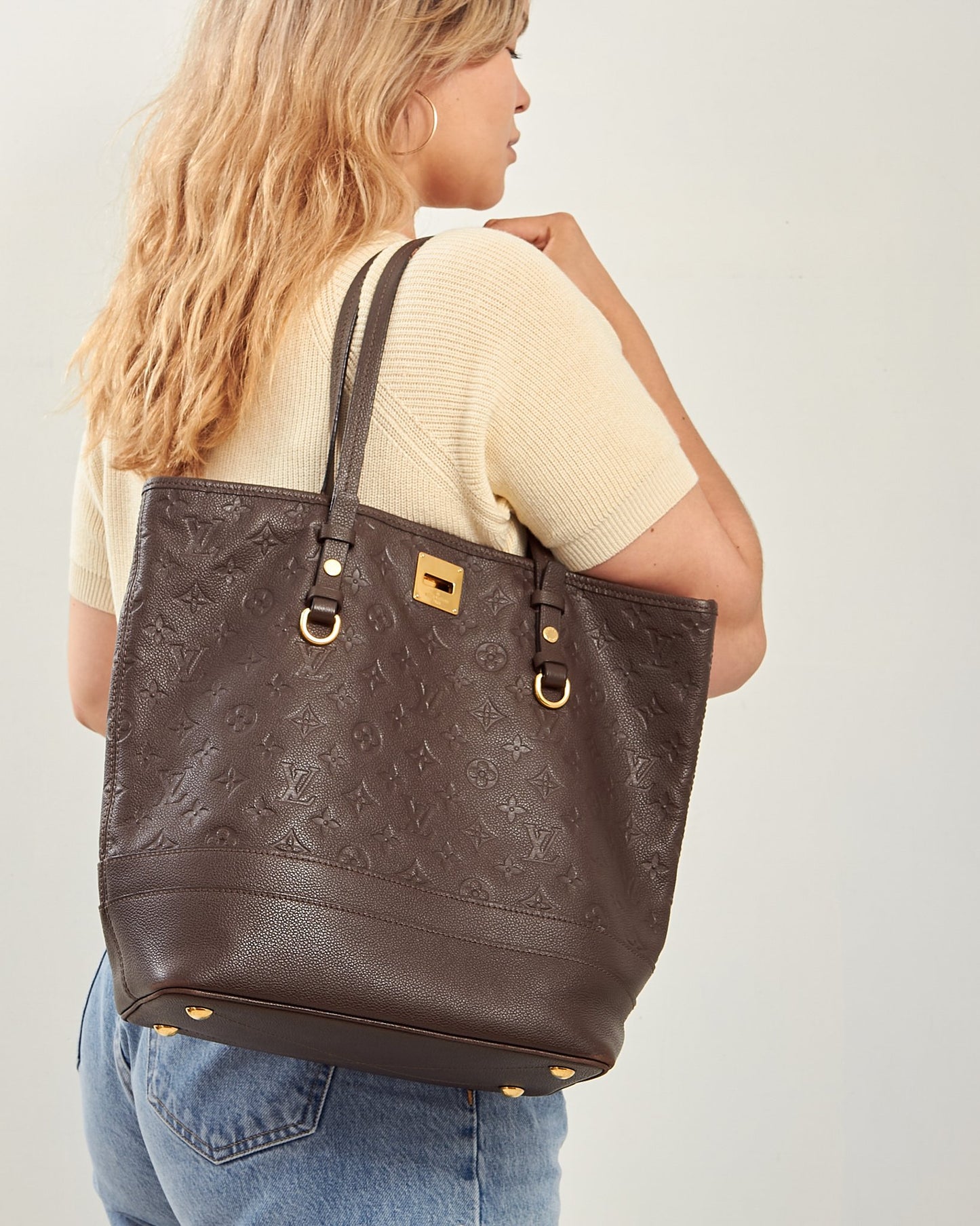 Louis Vuitton Sac cabas Empreinte Citanide PM en cuir marron