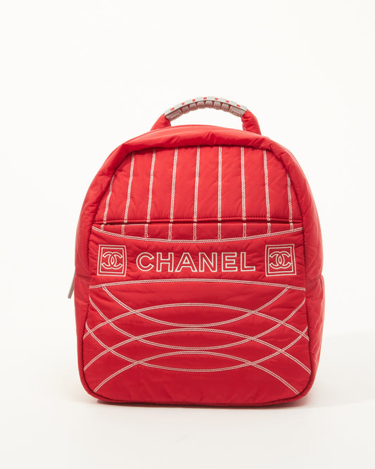 Chanel Red Nylon Sport Backpack