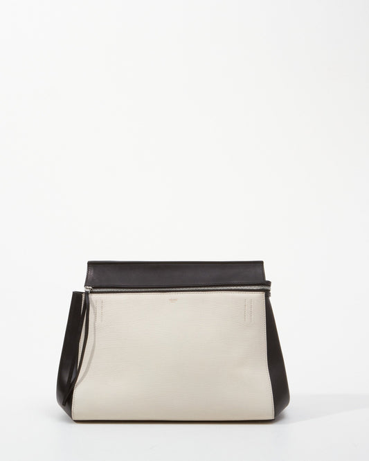 Celine Two Tone Black/White Leather Edge Shoulder Bag