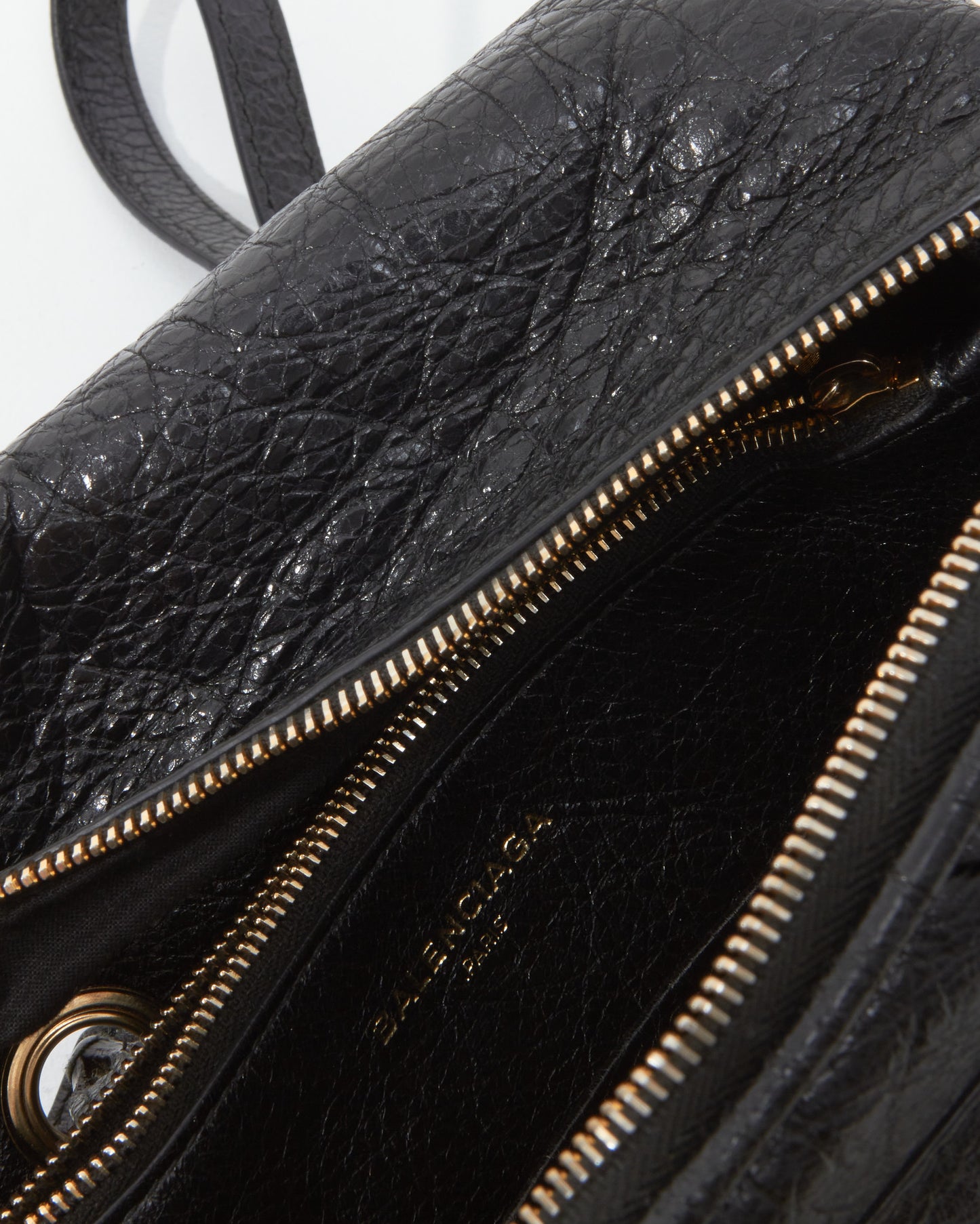 Balenciaga Black Leather Blanket Square S Bag