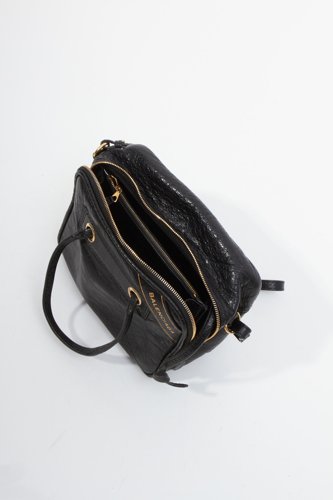 Balenciaga Black Leather Blanket Square S Bag