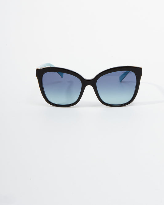 Tiffany & Co Black Cat Eye Blue Tint Lens TF4150 Sunglasses
