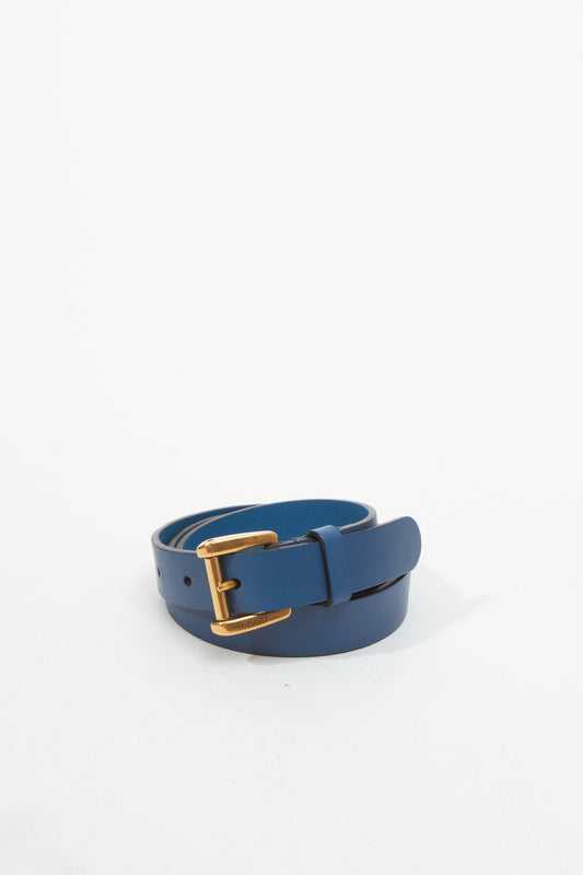 Gucci Turquoise Leather Gold Logo Buckle Belt -85/34