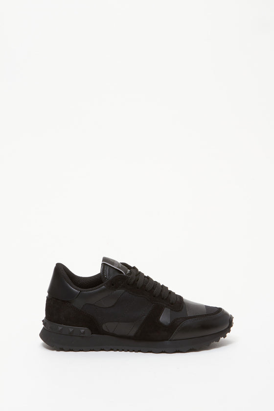 Valentino Black Leather/Suede Rockstud Sneakers - 37.5