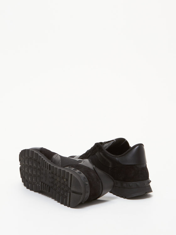 Valentino Black Leather/Suede Rockstud Sneakers - 37.5