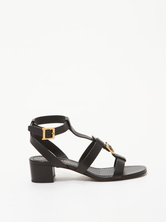 Dior Black Leather Gladiator Sandals - 38.5