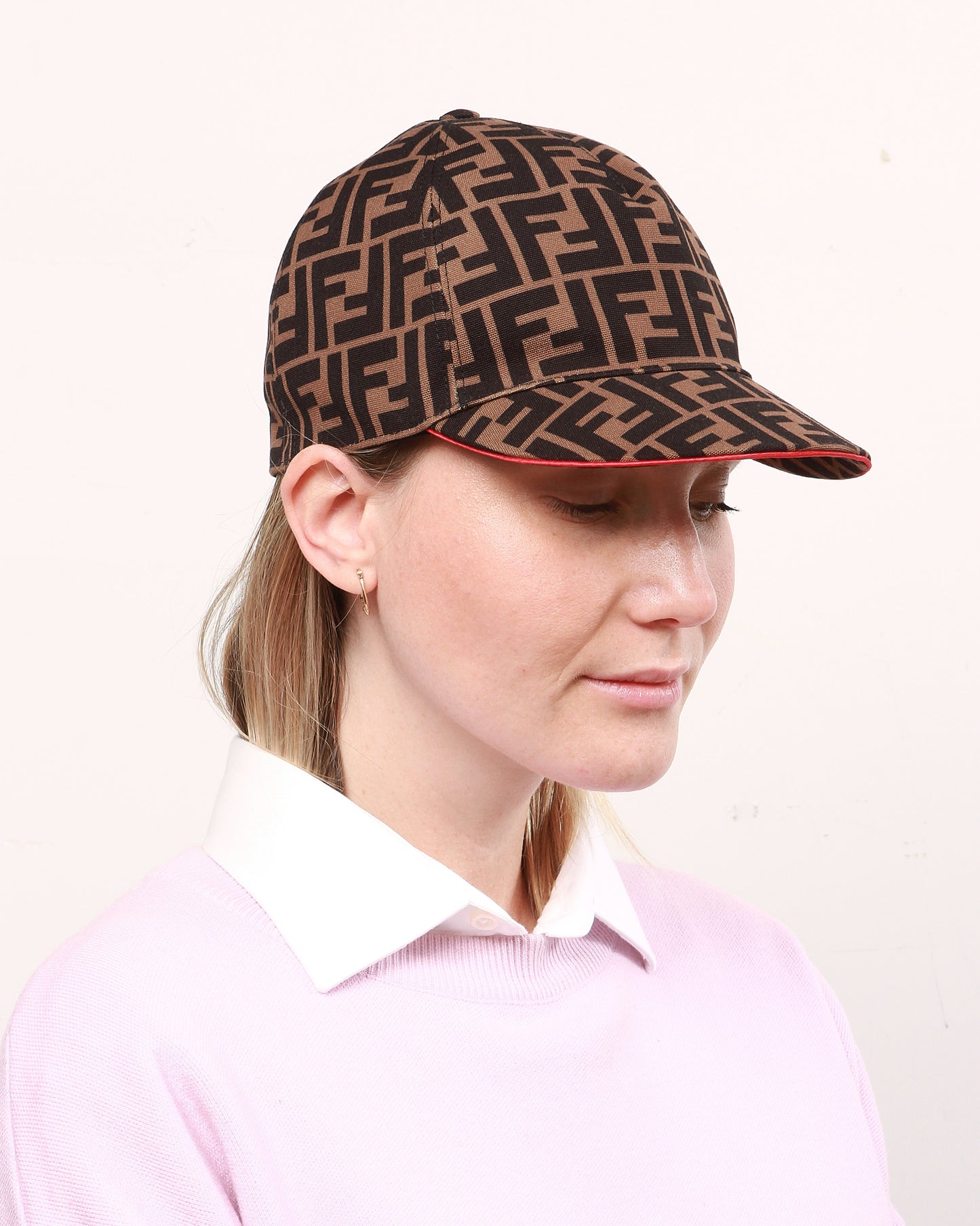 Fendi Brown and Red Zucca Baseball Cap - 57CM