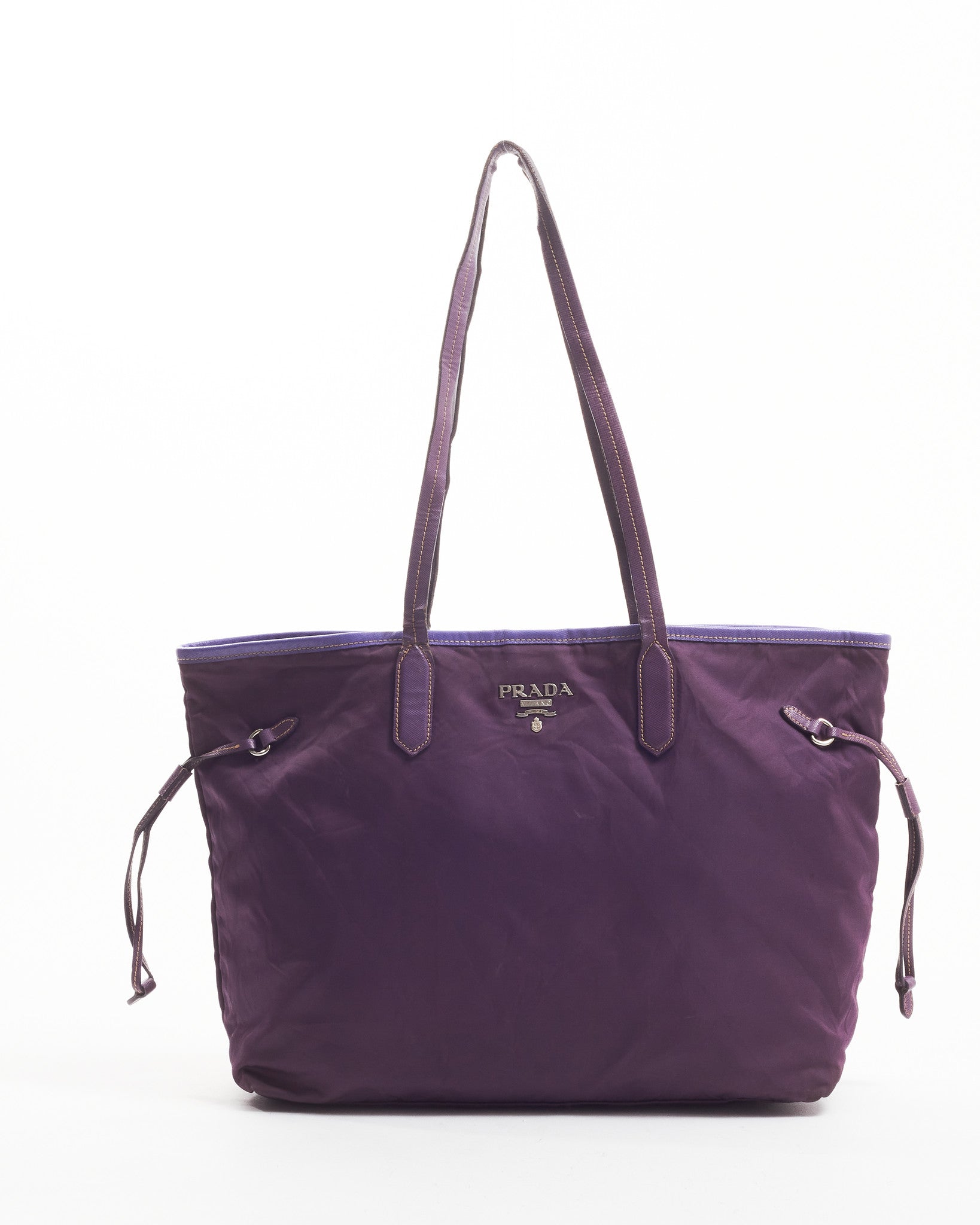 Prada Purple Nylon Medium Tote Bag