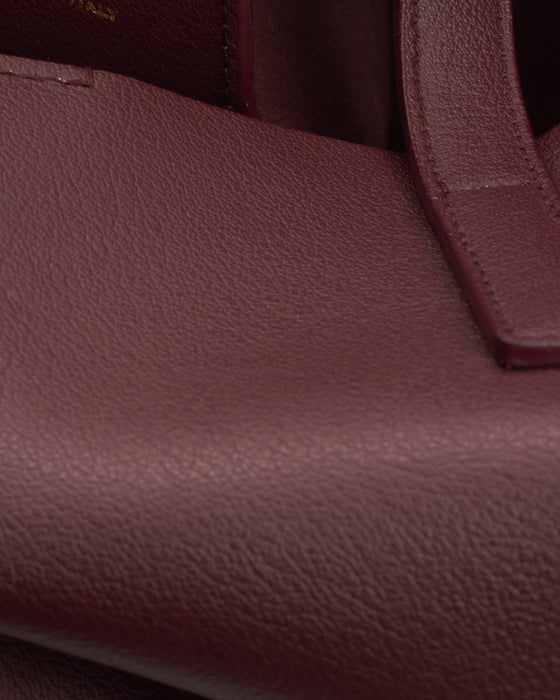 Saint Laurent Burgundy Leather North/South Shopping Tote