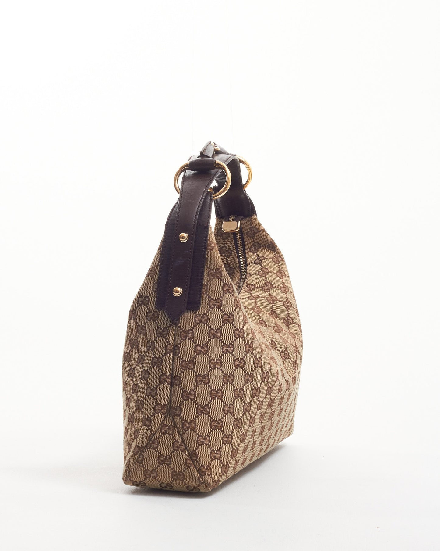 Gucci Brown GG Canvas Small Horsebit Hobo Shoulder Bag