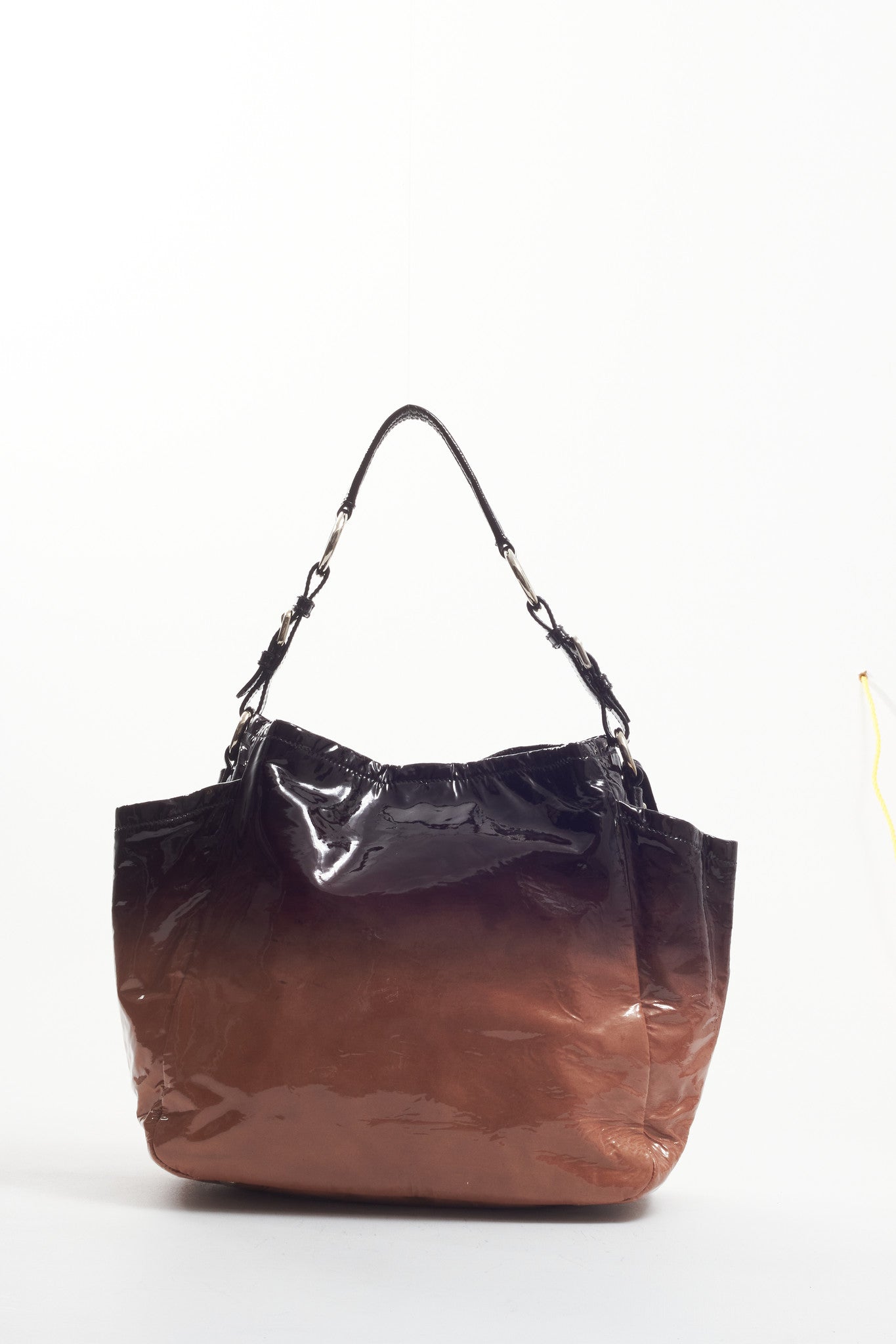 Prada Beige/Black Ombré Patent Leather Tote Bag