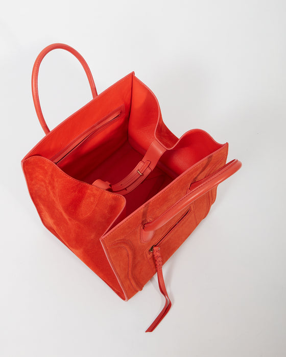 Celine Orange Suede Medium Luggage Phantom Bag
