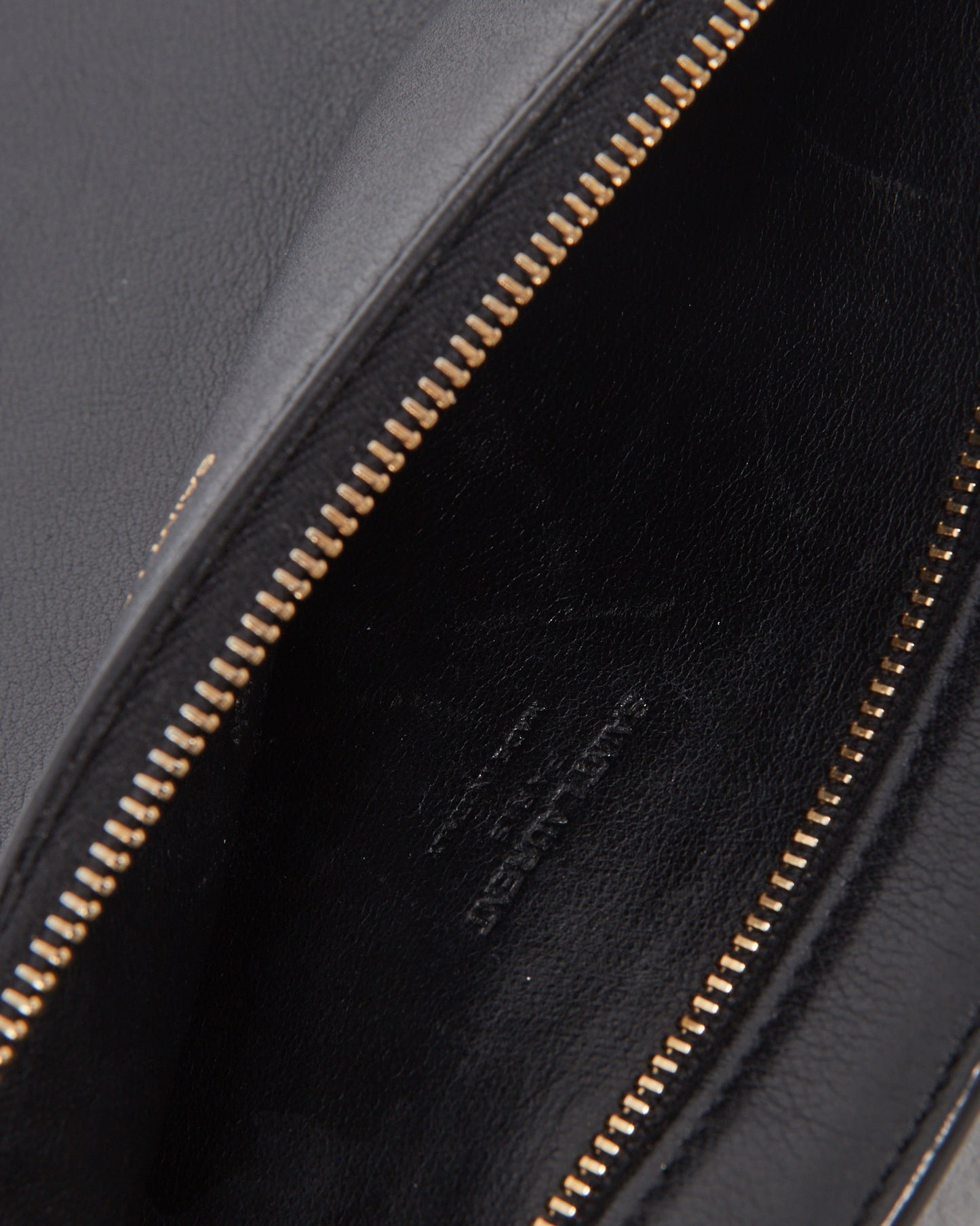 Saint Laurent Black Leather Zipper Pouch