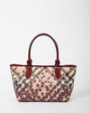 Burberry Burgundy/Beige Coated Canvas & Patent Leather Star Tote Bag
