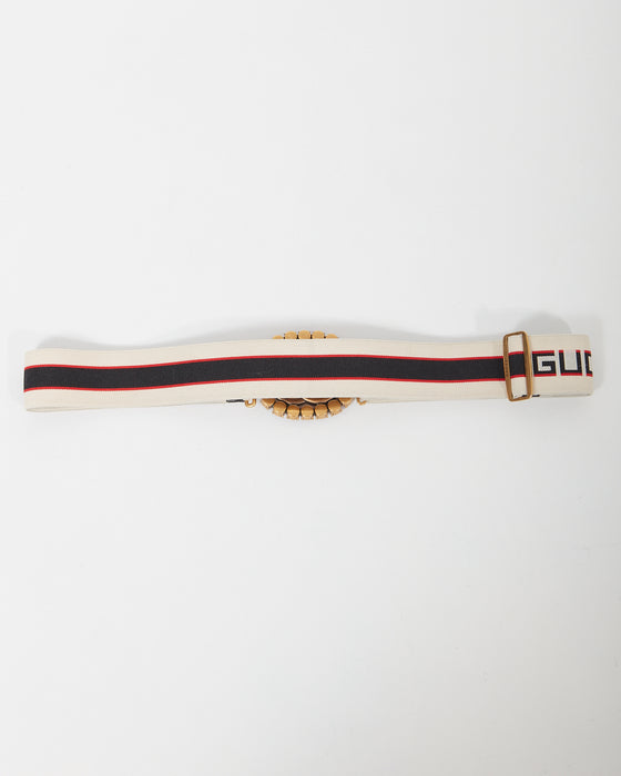 Gucci Crystal Marmont Elastic Band Logo Web Belt - 90/36