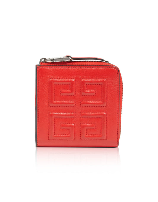 Petit portefeuille zippé à logo rouge Givenchy
