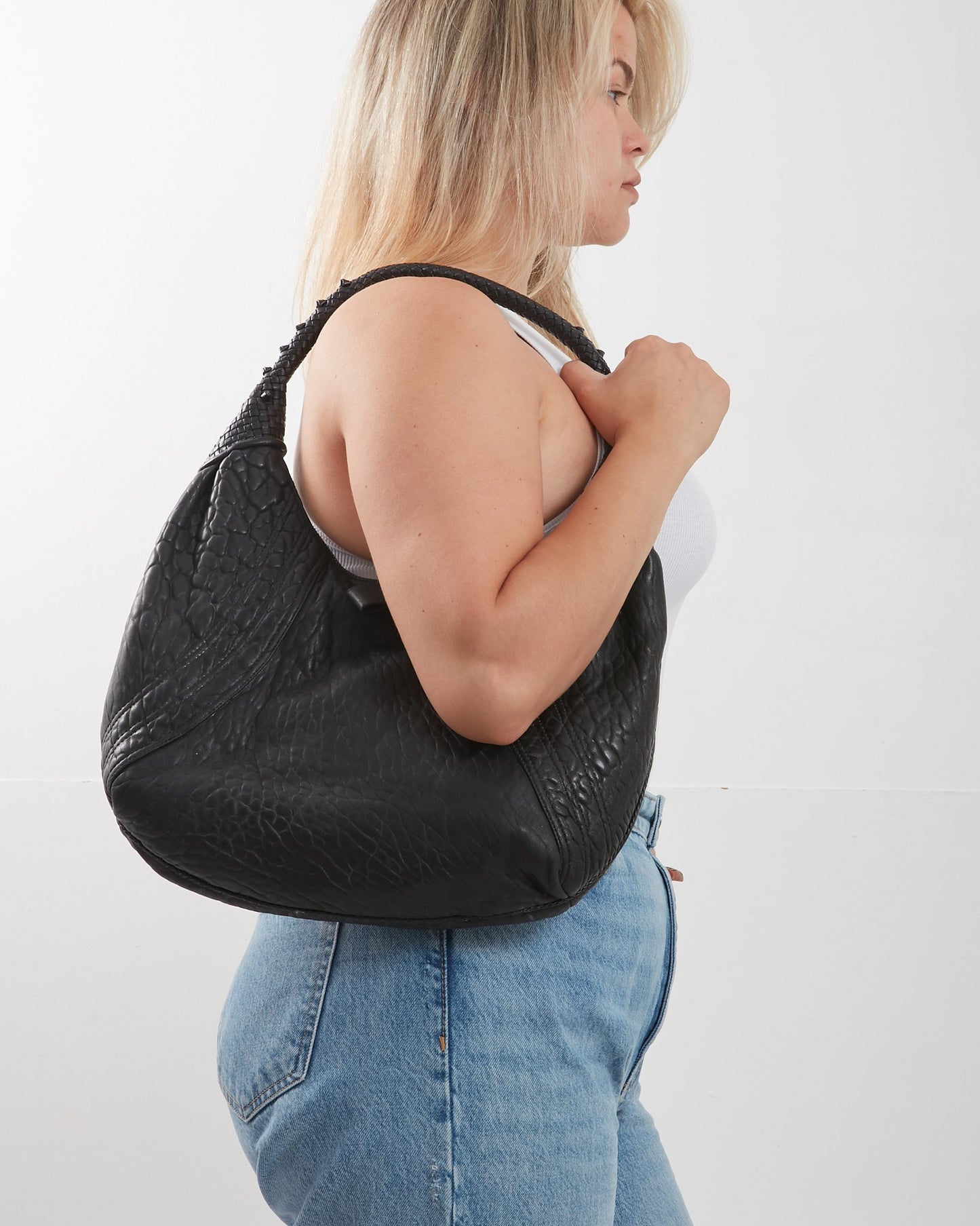 Fendi Black Leather Shoulder Spy Bag