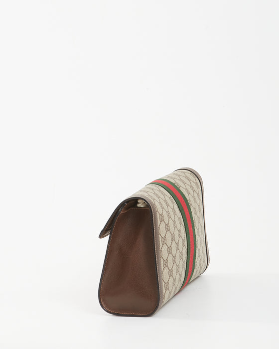 Gucci Brown Vintage GG Coated Canvas Web Pouch