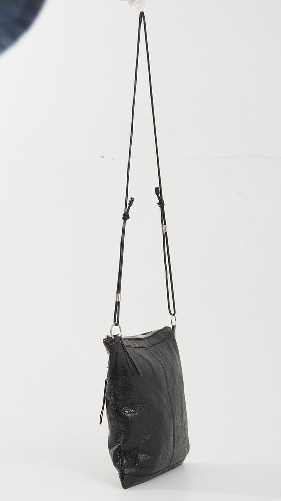Balenciaga Black Crinkled Leather City Crossbody Bag
