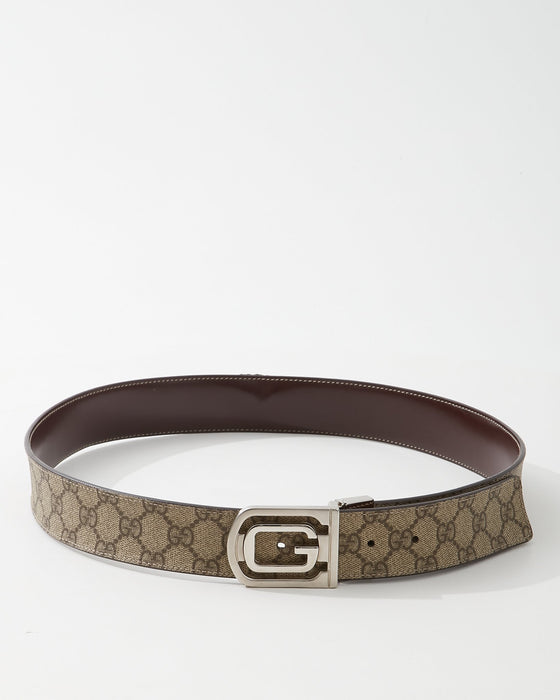 Gucci Brown Vintage GG Coated Canvas Reversible Belt - 95