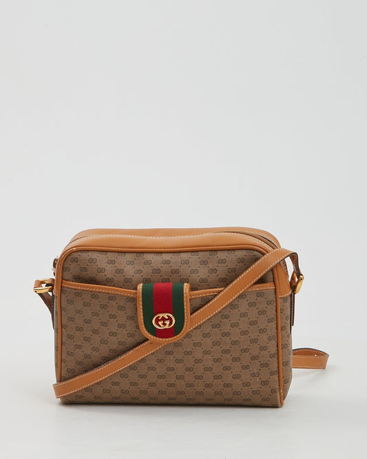 Gucci Tan Vintage Micro GG Coated Canvas Crossbody Bag