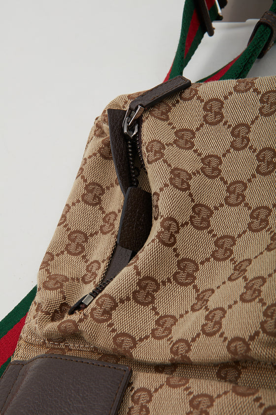 Gucci Brown Canvas GG Pocket Web Belt Bum Bag