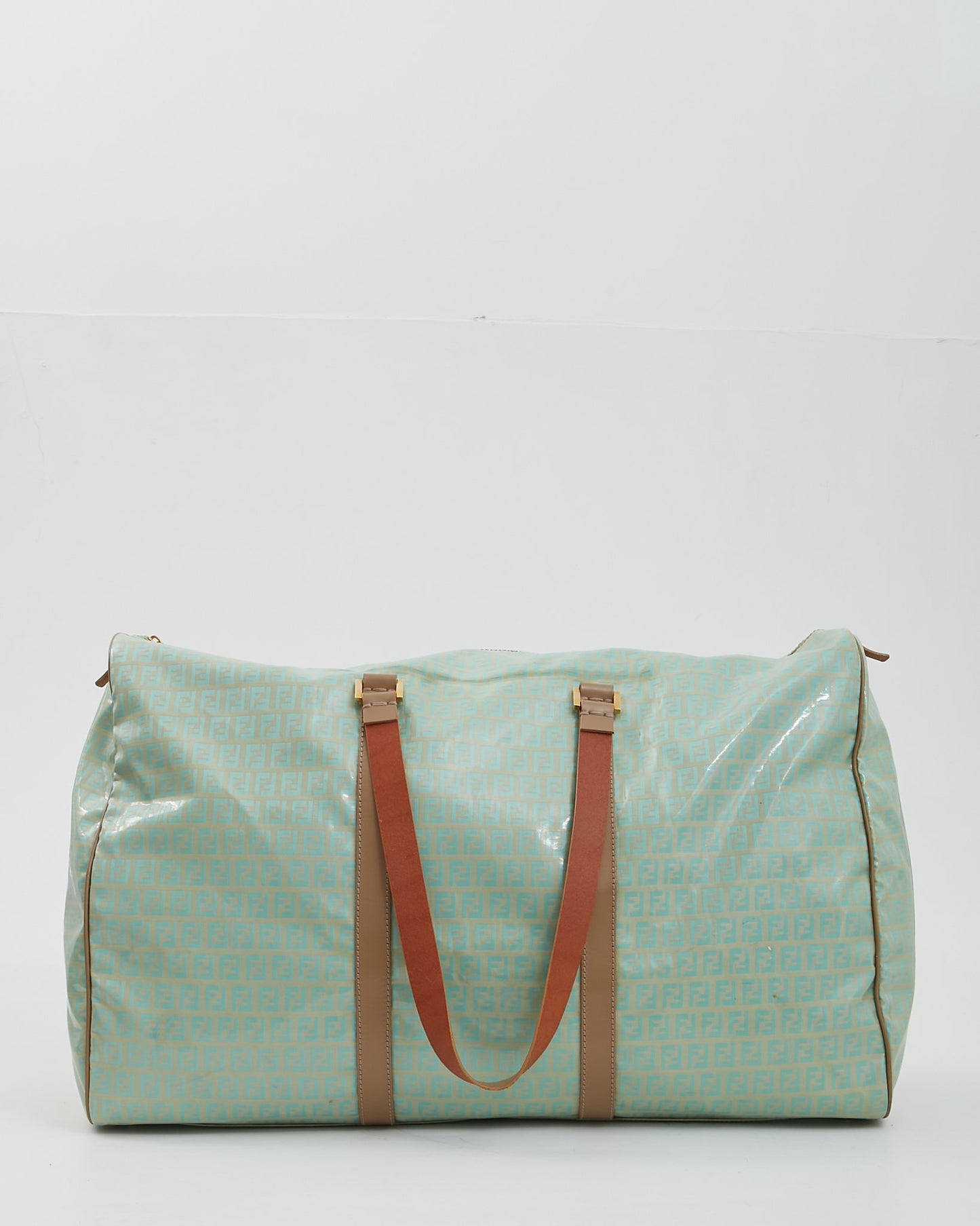Fendi Turquoise Coated Canvas Travel Duffle Bag