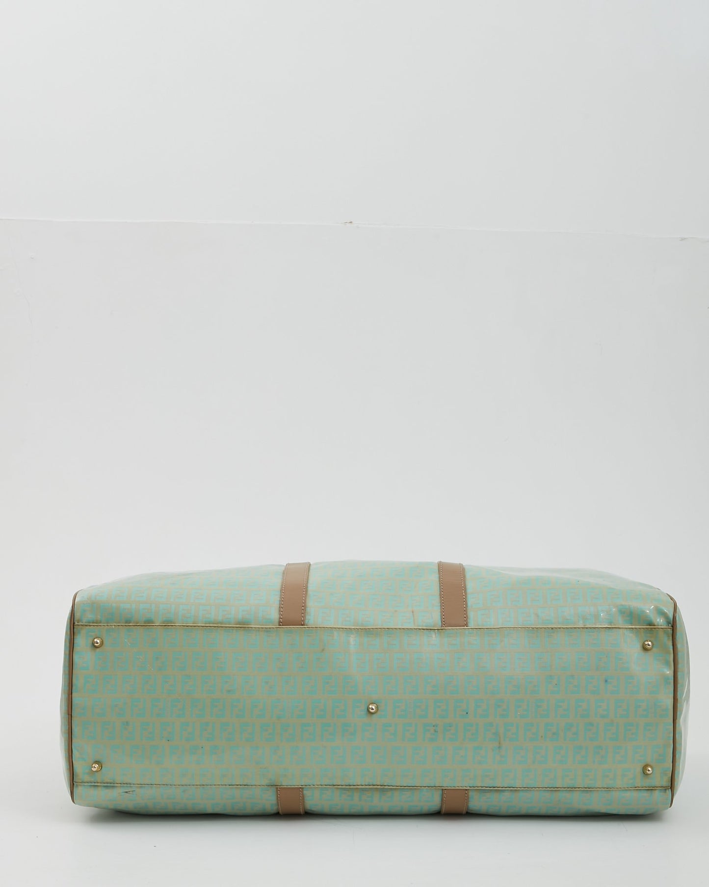 Fendi Turquoise Coated Canvas Travel Duffle Bag