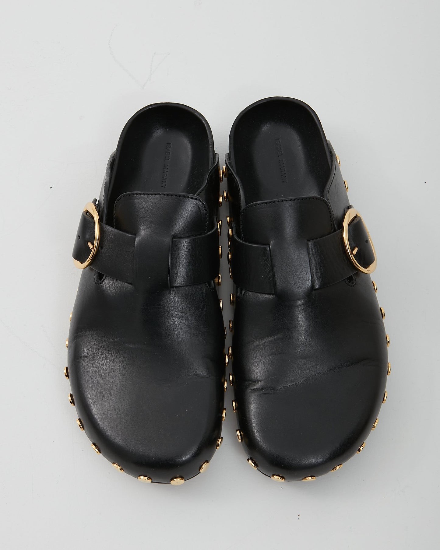 Isabel Marant Black Leather Studded Slip On Clogs - 41