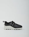 Miu Miu Black/White Leather Perforated Lace Up Sneaker - 35.5