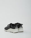 Miu Miu Black/White Leather Perforated Lace Up Sneaker - 35.5