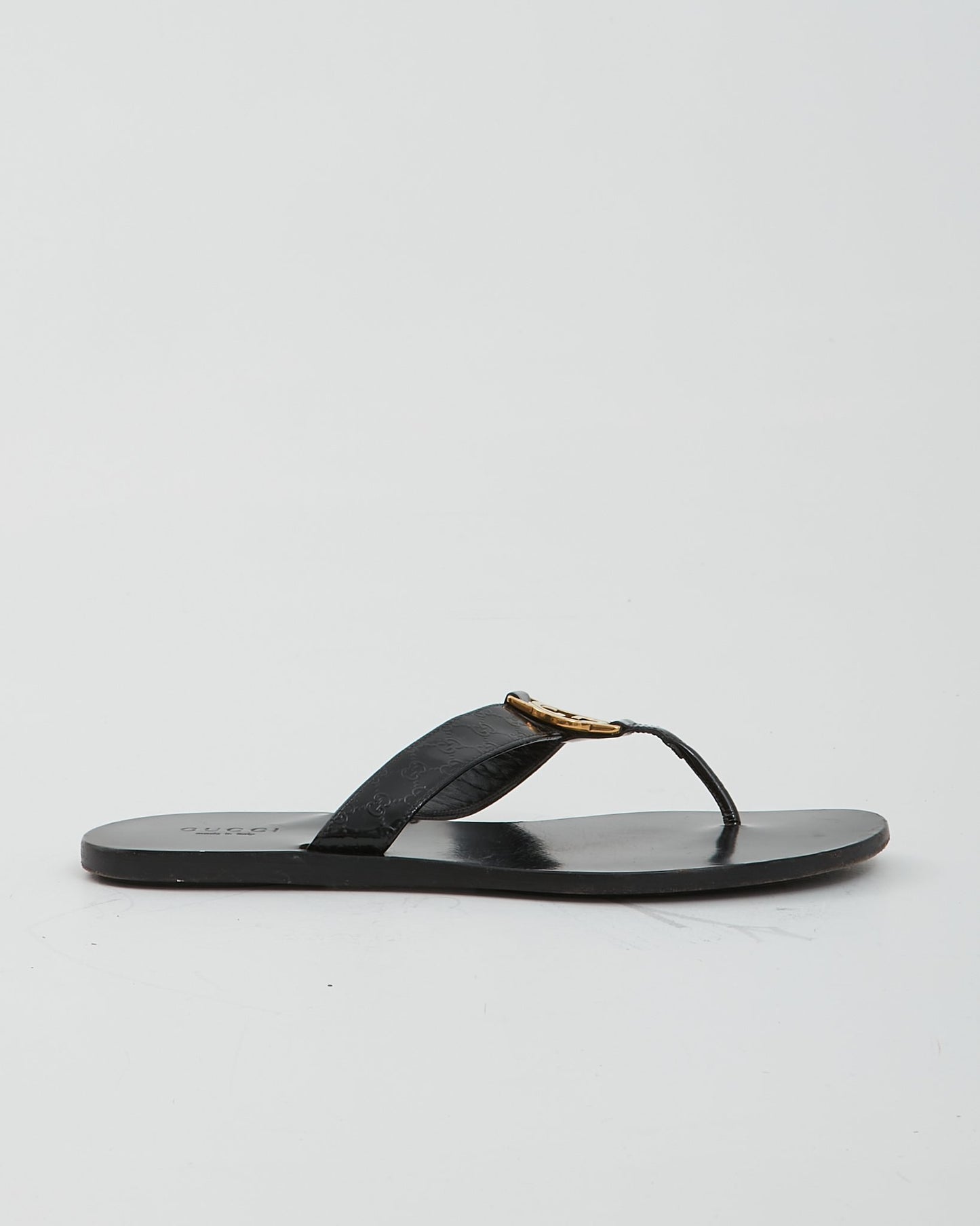 Sandale plate avec logo GG noir Gucci - 36,5