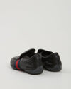 Gucci Black Leather Web Slip On Loafers - 11