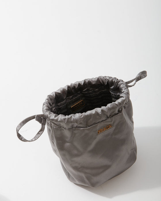 Prada Grey Satin Mini Bucket Bag