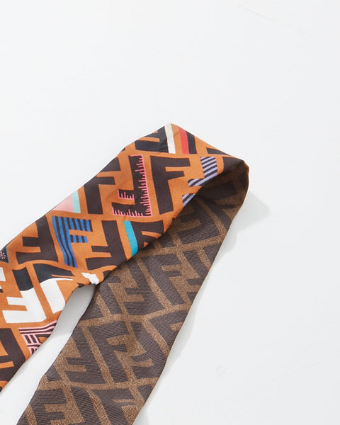 Explore a Fendi Brown Zucca Reversible Print Silk Bandeau